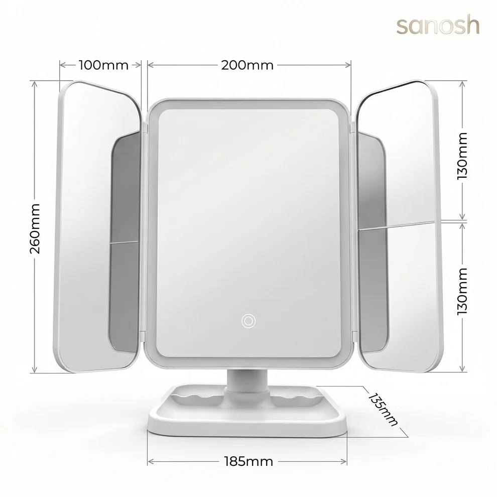 Blisella™ Glow 3-Panel LED Makeup Mirror